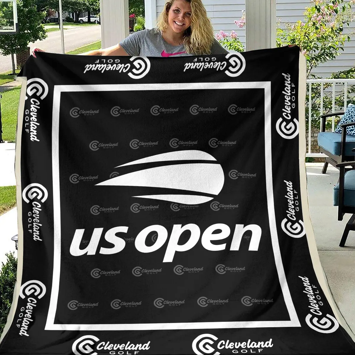 U.S. Open Tournament Cleveland Golf Brand Exclusive Logo All Over Prints BLUSO221024A01CLBLK - Blanket