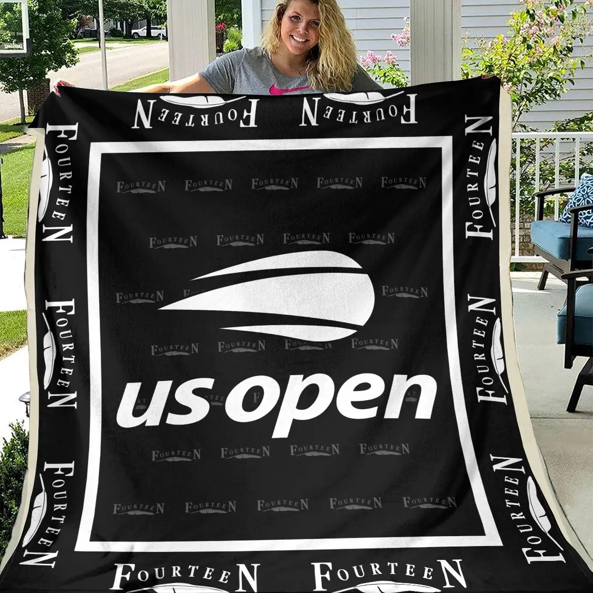 U.S. Open Tournament Fourteen Golf Brand Exclusive Logo All Over Prints BLUSO221024A01FGBLK - Blanket