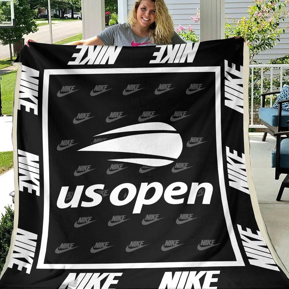 U.S. Open Tournament Nike Brand Exclusive Logo All Over Prints BLUSO221024A01NKBLK - Blanket