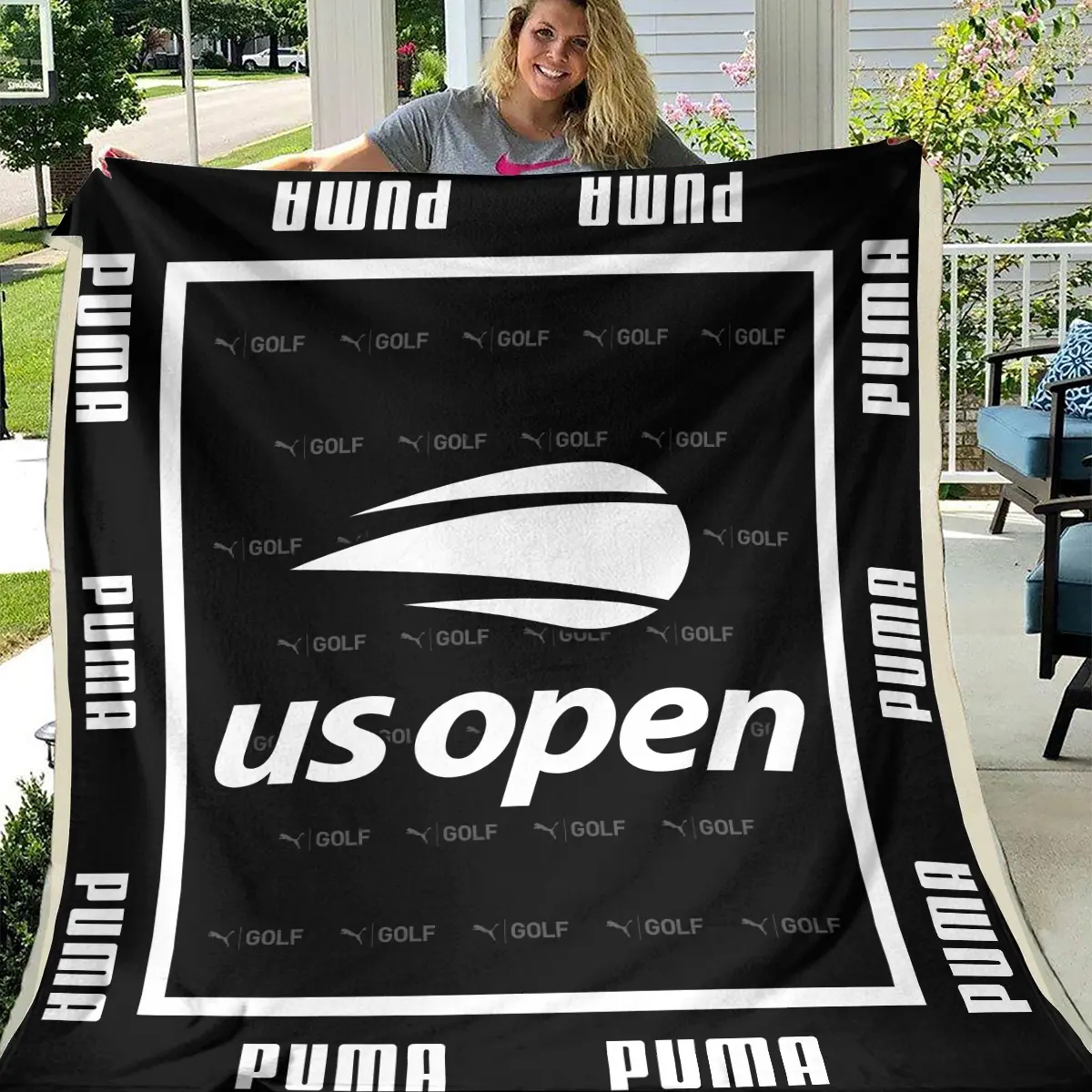 U.S. Open Tournament PUMA Golf Brand Exclusive Logo All Over Prints BLUSO221024A01PUMBLK - Blanket