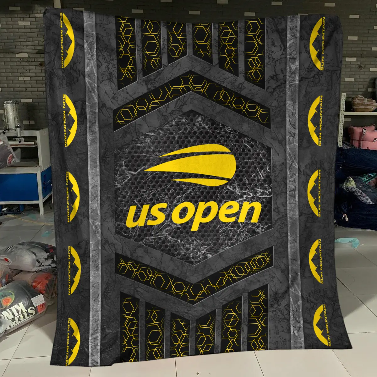 U.S. Open Tournament Sun Mountain Brand Exclusive Logo All Over Prints BLUSO231024A01SMBLK - Blanket