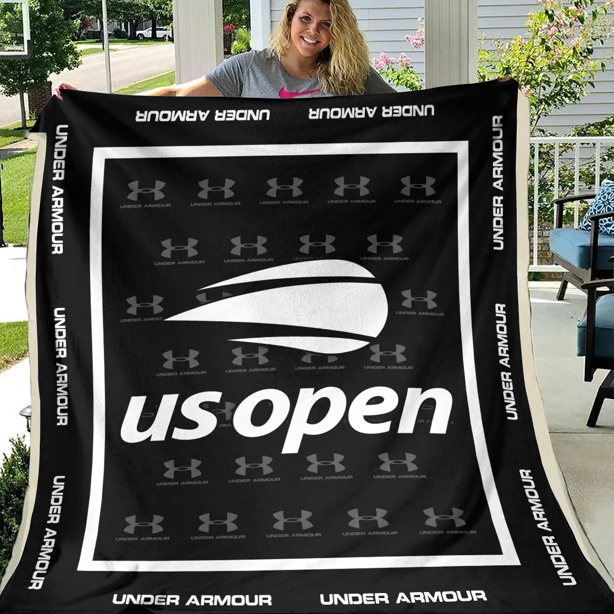 U.S. Open Tournament Under Armour Brand Exclusive Logo All Over Prints BLUSO221024A01UABLK - Blanket